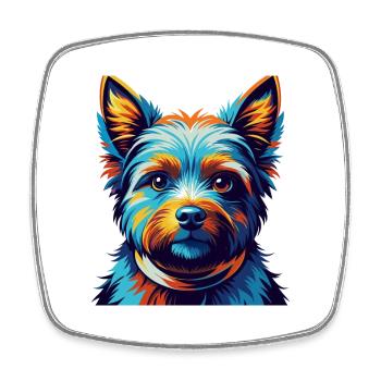 Norwich Terrier Dog Breed Colorful Cartoon Kawaii - Square fridge magnet - white - Front