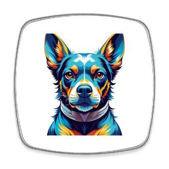Chien de garde portugais race coloré dessin animé Kawaii - Magnet carré - blanc - Devant