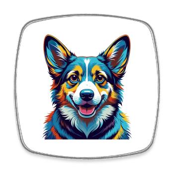Pembroke Welsh Corgi Chien Race Dessin animé Kawaii - Magnet carré - blanc - Devant