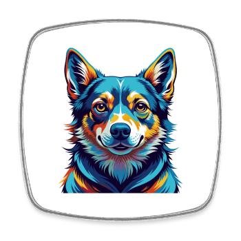 Suédois Vallhund Chien Race Coloré Dessin animé Kawaii - Magnet carré - blanc - Devant