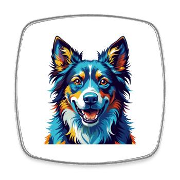 Taigan Dog Breed Colorful Cartoon Kawaii - Square fridge magnet - white - Front
