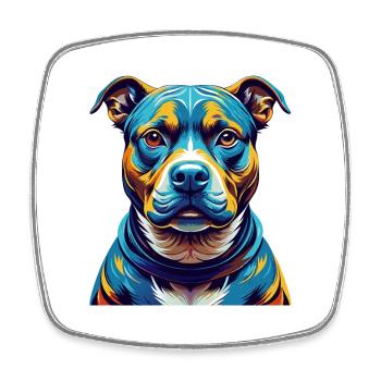 Staffordshire Bullterrier Hunderasse Karikatur - Viereckiger Kühlschrankmagnet - Weiß - Vorne