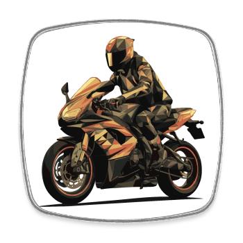 Der Biker - Viereckiger Kühlschrankmagnet - Weiß - Vorne