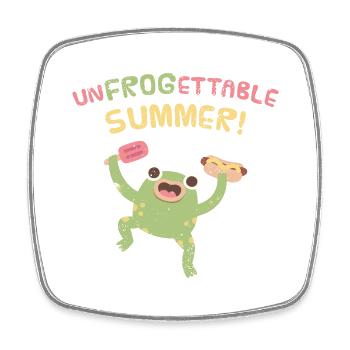 Lustiger springender Frosch Unfrogettable Sommer Wortspiel - Viereckiger Kühlschrankmagnet - Weiß - Vorne