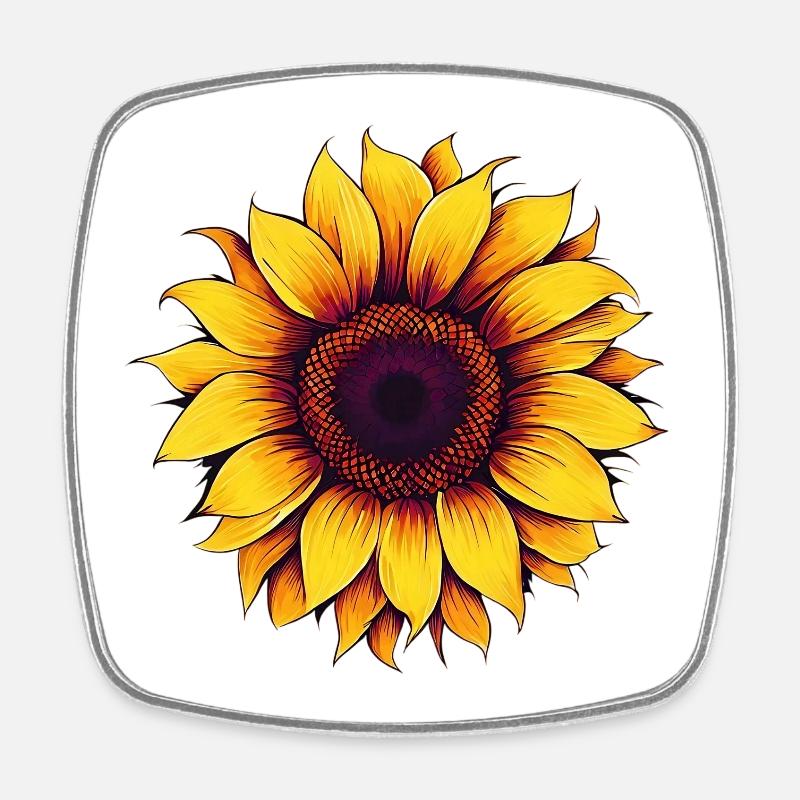 Sonnenblume - Viereckiger Kühlschrankmagnet - Weiß