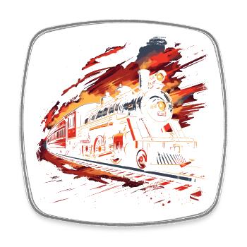 Railway Retro Style - Square fridge magnet - white - Front