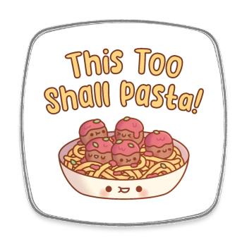 Auch das soll Pasta Spaghetti und Fleischbällchen - Viereckiger Kühlschrankmagnet - Weiß - Vorne