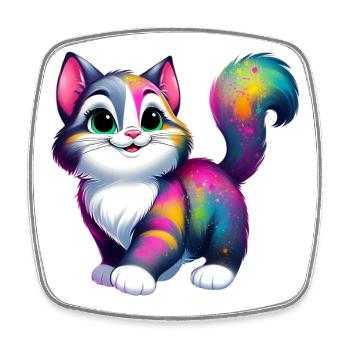 Chat - Magnet carré - blanc - Devant