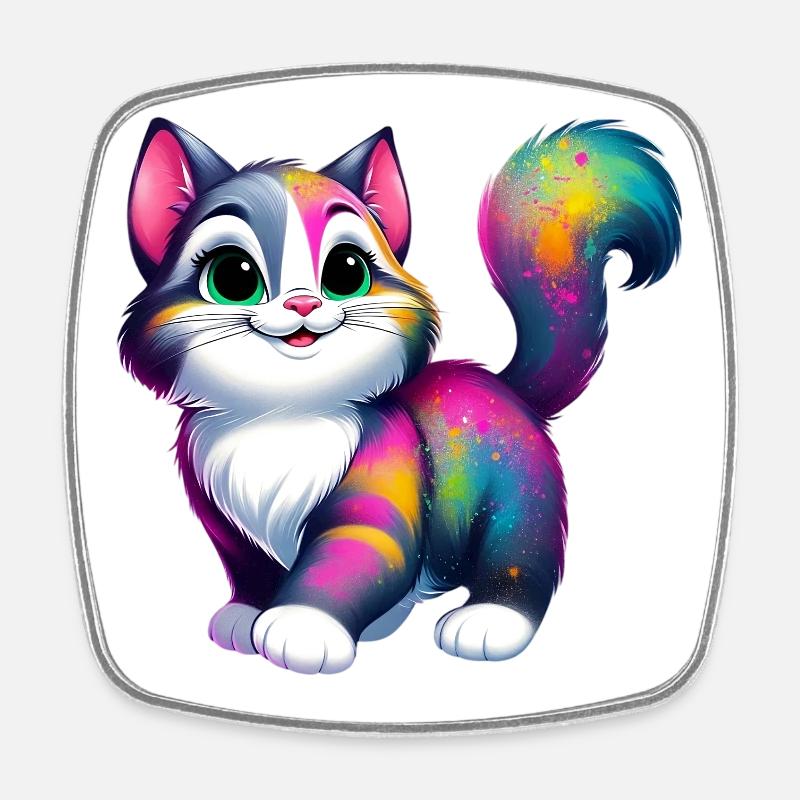 Katze - Viereckiger Kühlschrankmagnet - Weiß