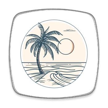 Palmstrand Sonnenuntergang - Viereckiger Kühlschrankmagnet - Weiß - Vorne