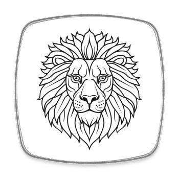 Tête de Lion - Magnet carré - blanc - Devant