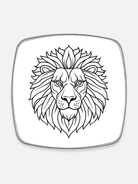 Lion Head - Square fridge magnet - white