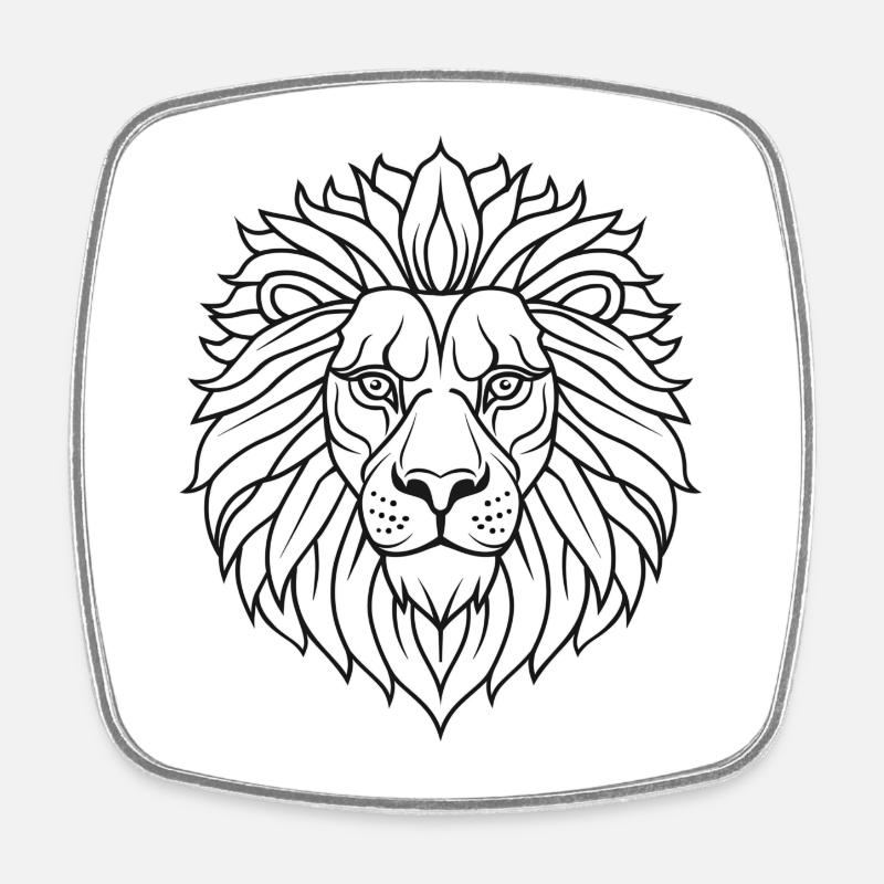 Tête de Lion - Magnet carré - blanc