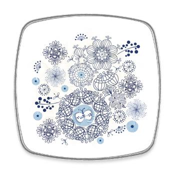 Motif abstrait de feux d’artifice en bleu et or - Magnet carré - blanc - Devant