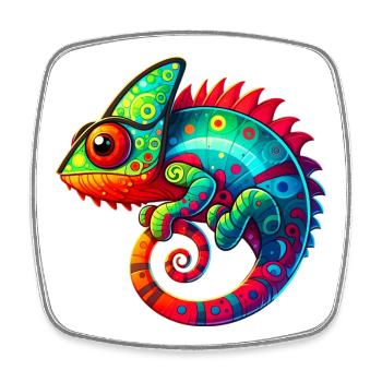 Chameleon - Square fridge magnet - white - Front