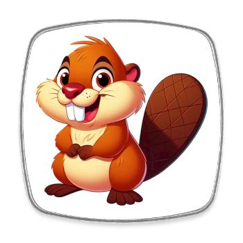 Beaver - Square fridge magnet - white - Front