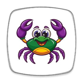 Crab Funny Kawaii Cartoon Character Clipart - Square fridge magnet - white - Front