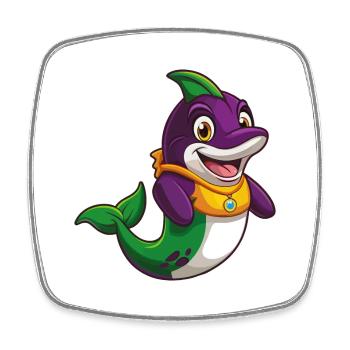 Orca Funny Kawaii Cartoon Character Clipart - Square fridge magnet - white - Front