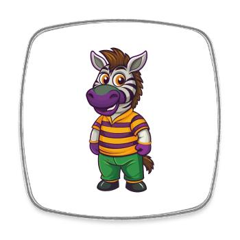 Zebra Lustige Kawaii Cartoon Figur Clipart - Viereckiger Kühlschrankmagnet - Weiß - Vorne