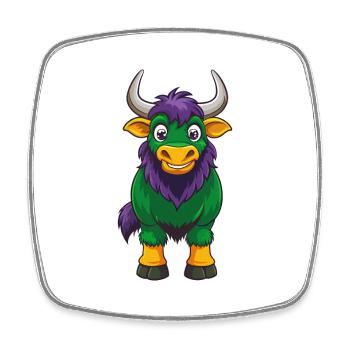 Yak Drôle Kawaii Dessin animé Personnage Clipart - Magnet carré - blanc - Devant