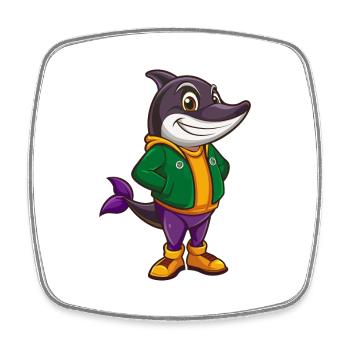 Wal Lustige Kawaii Cartoon Figur Clipart - Viereckiger Kühlschrankmagnet - Weiß - Vorne