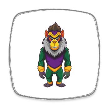 Mandrill drôle Kawaii personnage de dessin animé Clipart - Magnet carré - blanc - Devant