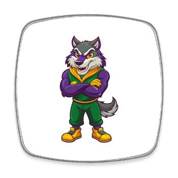 Wolf Funny Kawaii Cartoon Character Clipart - Square fridge magnet - white - Front