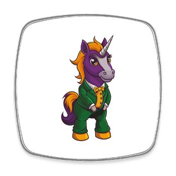 Licorne drôle Kawaii dessin animé Personnage Clipart - Magnet carré - blanc - Devant