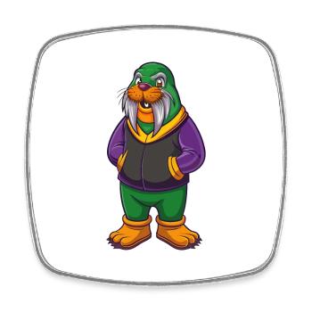 Walross Lustige Kawaii Cartoon Figur Clipart - Viereckiger Kühlschrankmagnet - Weiß - Vorne