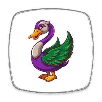 cygne drôle kawaii personnage de dessin animé clipart - Magnet carré - blanc - Devant