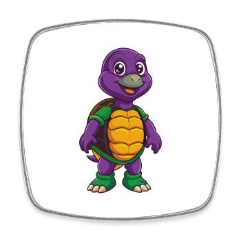 Turtle Funny Kawaii Cartoon Character Clipart - Square fridge magnet - white - Front
