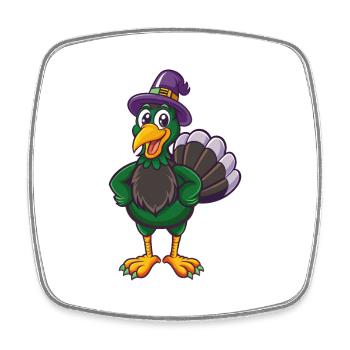 Turquie Drôle Kawaii Dessin animé Personnage Clipart - Magnet carré - blanc - Devant