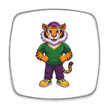 Tiger Lustige Kawaii Cartoon Figur Clipart - Viereckiger Kühlschrankmagnet - Weiß - Vorne