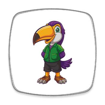 Toucan Funny Kawaii Cartoon Character Clipart - Square fridge magnet - white - Front