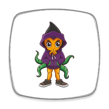 Squid Funny Kawaii Cartoon Character Clipart - Square fridge magnet - white - Front