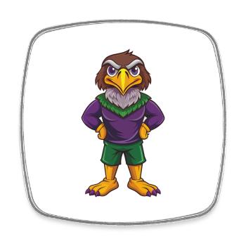 Hawk Drôle Kawaii Dessin animé Personnage Clipart - Magnet carré - blanc - Devant