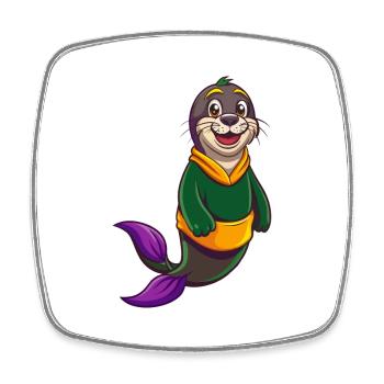 Seal Funny Kawaii Cartoon Character Clipart - Square fridge magnet - white - Front