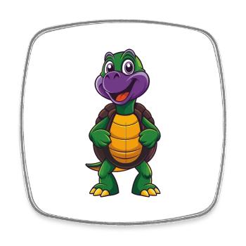 Schildkröte Lustige Kawaii Cartoon Figur Clipart - Viereckiger Kühlschrankmagnet - Weiß - Vorne
