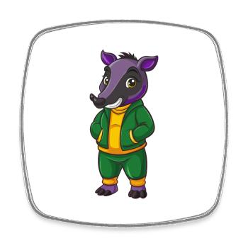 Tapir drôle Kawaii dessin animé Personnage Clipart - Magnet carré - blanc - Devant