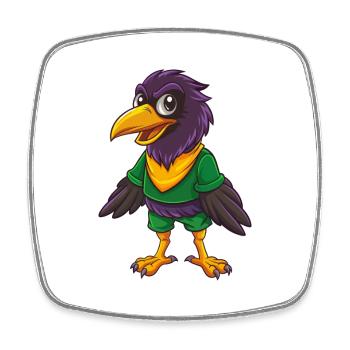 Rabe Lustige Kawaii Cartoon Figur Clipart - Viereckiger Kühlschrankmagnet - Weiß - Vorne