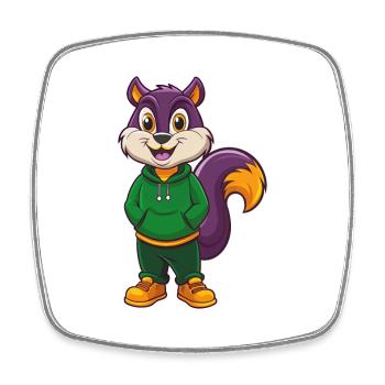 écureuil drôle kawaii personnage de dessin animé clipart - Magnet carré - blanc - Devant