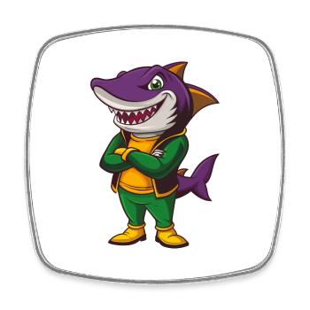 Shark Funny Kawaii Cartoon Character Clipart - Square fridge magnet - white - Front