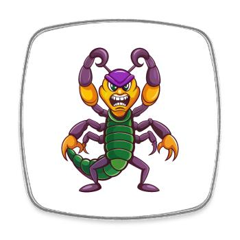 Skorpion Lustige Kawaii Cartoon Figur Clipart - Viereckiger Kühlschrankmagnet - Weiß - Vorne