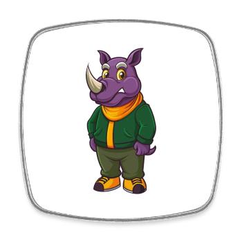 Rhino Funny Kawaii Cartoon Character Clipart - Square fridge magnet - white - Front
