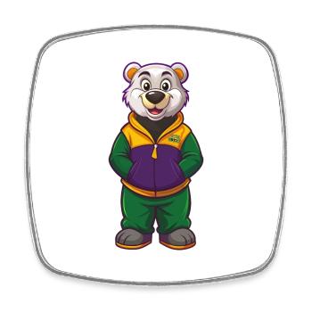 ours polaire drôle kawaii dessin animé personnage clipart - Magnet carré - blanc - Devant