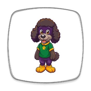 Poodle Dog Funny Kawaii Cartoon Character Clipart - Square fridge magnet - white - Front