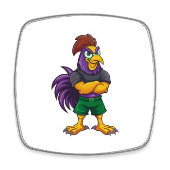 Coq Drôle Kawaii Dessin animé Personnage Clipart - Magnet carré - blanc - Devant
