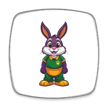 Lapin Drôle Kawaii Dessin animé Personnage Clipart - Magnet carré - blanc - Devant