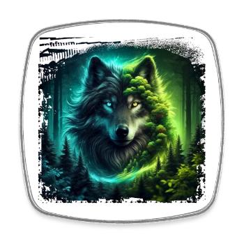 Wolf - Viereckiger Kühlschrankmagnet - Weiß - Vorne