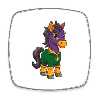 poney drôle kawaii dessin animé personnage clipart - Magnet carré - blanc - Devant